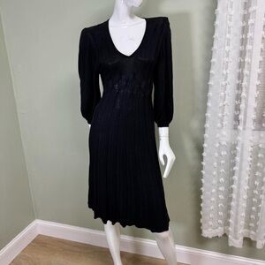 Max Studio Black Knit Sweater Midi Dress Puff Sleeve
Size: XS